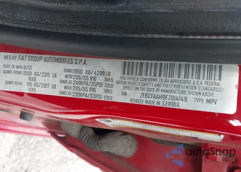 2014 Fiat 500L Pop from USA, damaged, VIN ZFBCFAAH9EZ014149